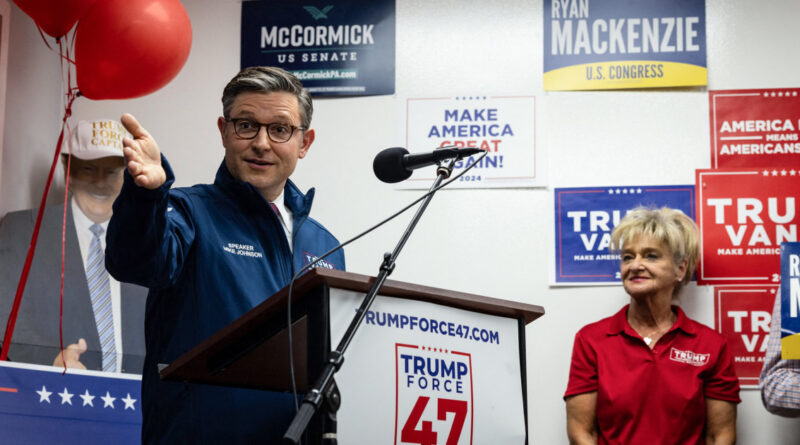 House Speaker Mike Johnson criticizes Obamacare and promises "big change" if Trump wins